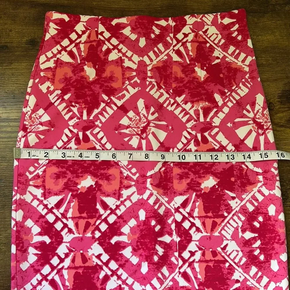 INC Pink & White Abstract Stretchy Pencil Skirt